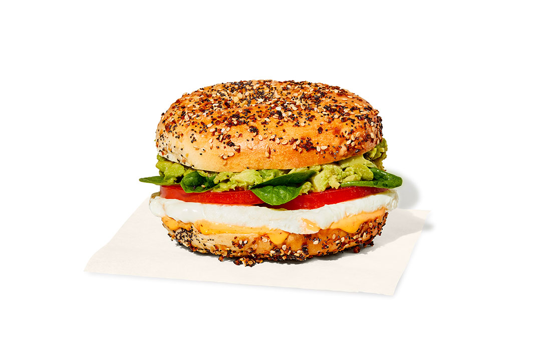 avocado egg white bagel sandwich