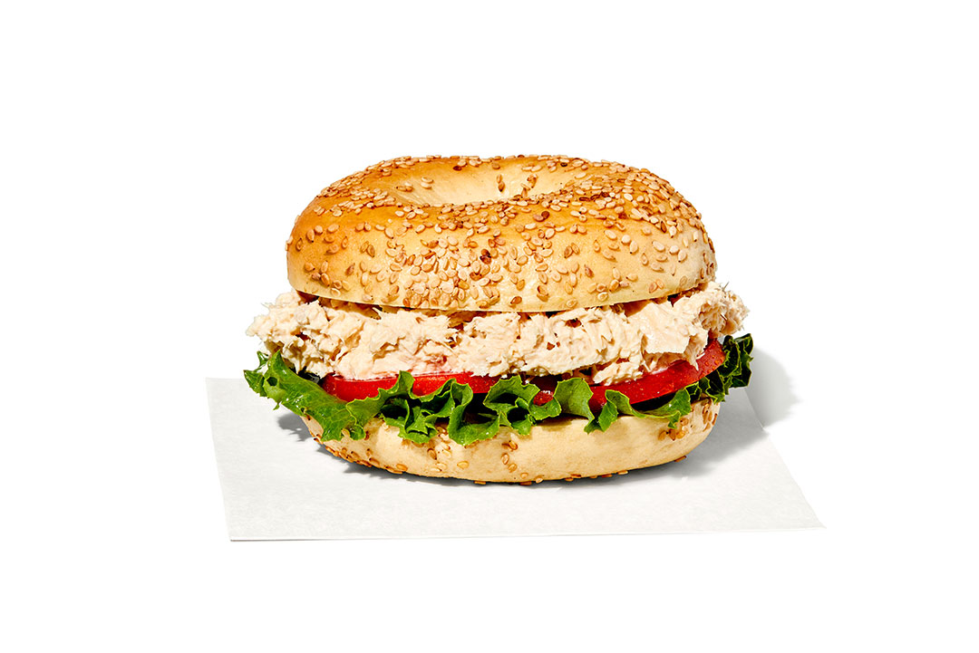 white albacore tuna bagel sandwich