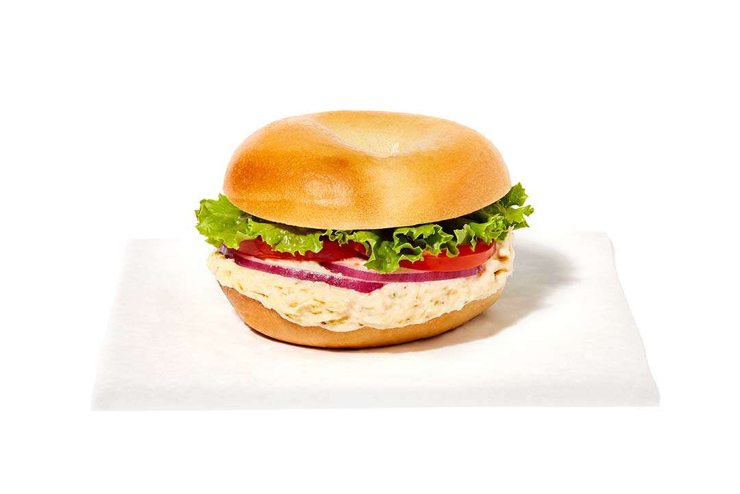 White fish salad sandwich on a bagel